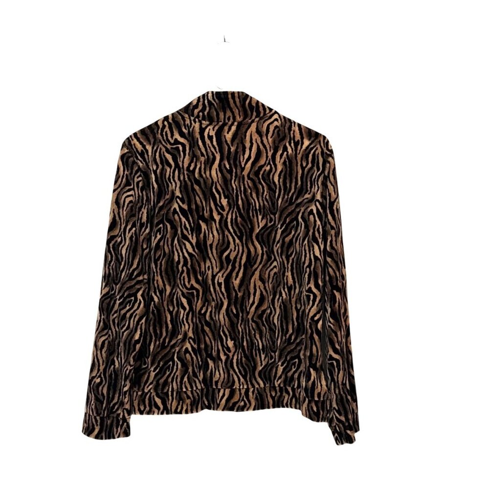 Kim Rogers Animal Print Zip Jacket Large 75% Cotton 25% Polyester velour - Picture 3 of 5